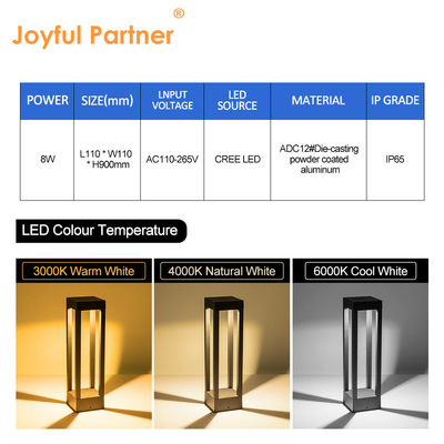 Bahçe Taşları Işıkları CREE Led 8W Güçlü Kaplı Alüminyum Yüksekliği 600mm AC 110-285V Tek Renkli Toz geçirmez