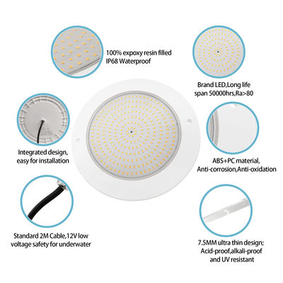 reçine dolu havuz ışığı DIA120MM AC12V 10W Tamamen plastik SMD2835 63PCS Sabit voltaj