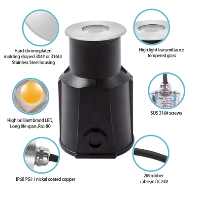 Paslanmaz Çelik 316 Alt Su Işığı DC12V/24V 3W RGB LED SPA Havuz Işıkları CE RoHS IP68 3000k ile