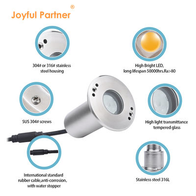 LED Mini Su geçirmez Çıkışlı İşaretleyici 1W 12V DC 8° Dar Parlaklık Köşesi IP68 Dış Işık