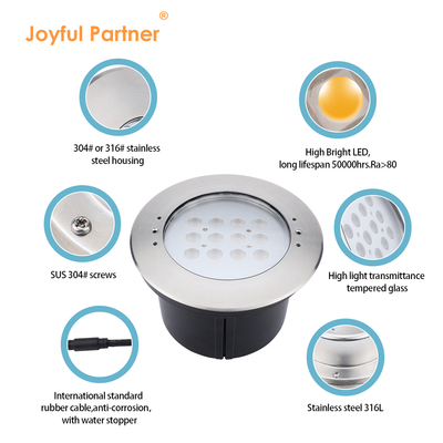20W IP68 Yüzme Havuzu Su Altı Işığı 316 Paslanmaz Çelik LED Yeraltı Işıkları