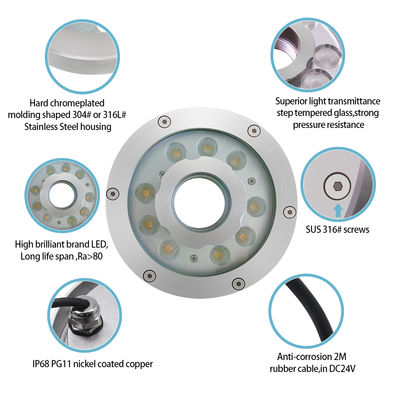 Su Altı LED Çeşme IşıklarıSu geçirmez DC12V 24V Paslanmaz Çelik DMX RGB Yüzme Havuzu İçin