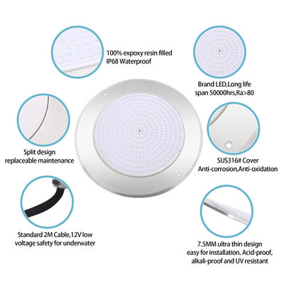 IP68 LED PAR56 Havuz Işığı RGB Renk Değiştirme 12VDC AC 35W DIA280mm SMD2835 432pcs Renkli Paketle