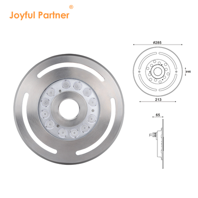 Sualtı LED Çeşme Işığı IP68 12W 24W 36W Sıcak Beyaz Mavi RGB Paslanmaz Çelik 316L Diametresi 285mm