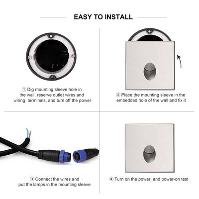 Yuvarlak LED Merdiven Işığı 1W 2W Döküm Alüminyum Gövde Duvara Monte Dış Mekan Koridoru İçin