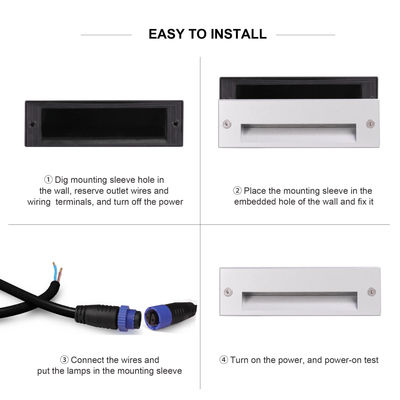 IP65 3W LED Adım Lamba Çıkıştırılmış Dağ 145*45mm Osram SMD LED Tek Renk Alüminyum Camı Kliplerle