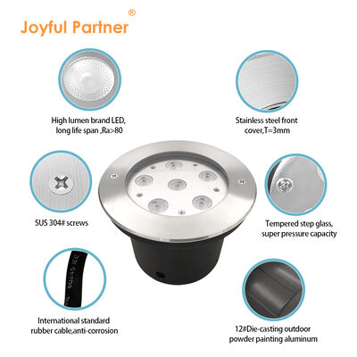 24VDC Dış Yeraltı Işık Su geçirmez 6W 12W DIA160MM Proje için Paslanmaz Çelik Vücut
