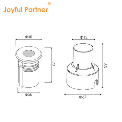 LED Yer Altı Işığı IP67 3W 3 yıl Garanti Kesim 40-42MM Kareler Kaldırım İçin