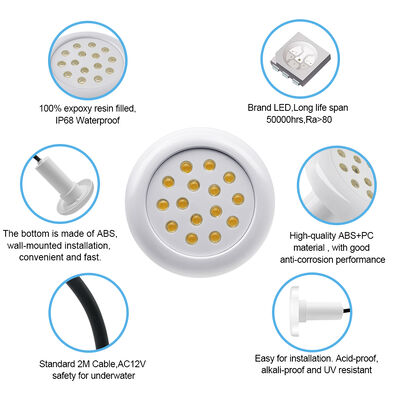 AC12V Yüzme Havuzu Işığı RGB Sualtı 6W SMD5050 PC Gövde Dekorasyonu 18 Tuşlu Uzaktan Kumanda ile