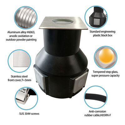 LED Yeraltı Işıkları 3W RGB 3In1 DC24V Işık açısı 60 derece Alüminyum Kaplama Su geçirmez