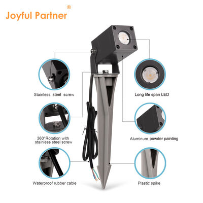 LED Garden Spot Lights 2W CREE LED IP65 Waterproof DC24V Aluminum Anodizing Body Surface Mount on Ground
