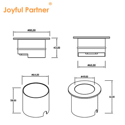 Polarizasyon Yeraltı Işıkları 4W DC12V 24V Işın açısı 30*40Degree IK Hızı 08 Saf Alüminyum 6063# Konut