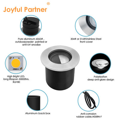 Polarizasyon Yeraltı Işıkları 4W DC12V 24V Işın açısı 30*40Degree IK Hızı 08 Saf Alüminyum 6063# Konut