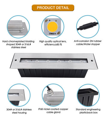 LED Underwater Linear Light IP68 Waterproof DC24V 6W 12W Recessed Mounted 316 Stainless Steel Material For Aquarium Decoration