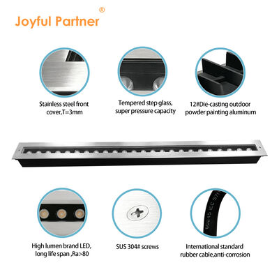 LED Yer Altı Lineer Işık 12W 24W 48W DC24V 1000MM 1Metre Paslanmaz Çelik316 IP67 Gömme Tip